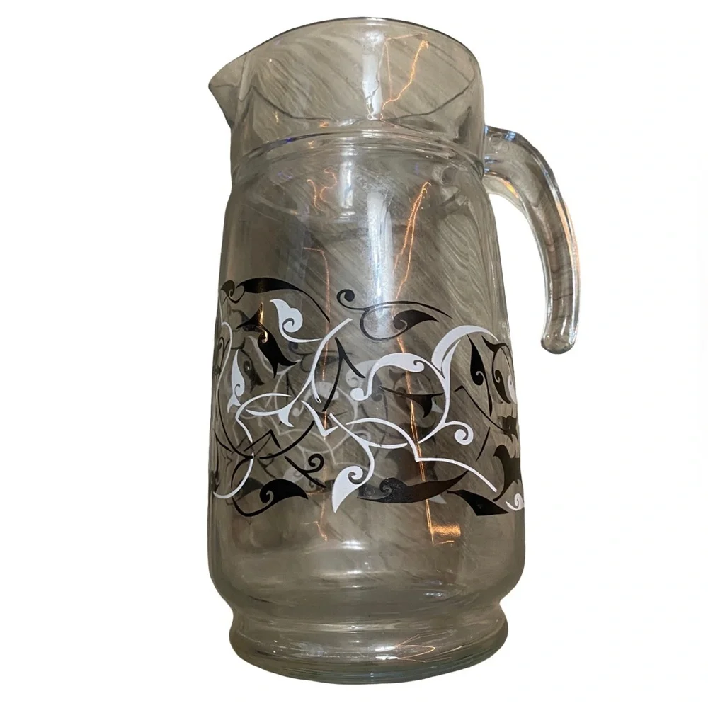 Vintage Mid Century Modern Black and White Pitcher Barware